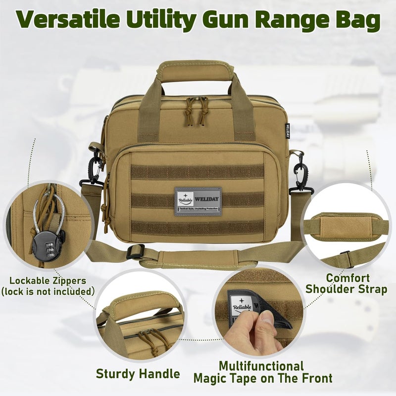 WELIDAY Gun Range Bag, Tactical 2 Pistol Bag for Handguns and Ammo, Firearm Shooting Case with Multi-Pockets, Duffle Bag for Shooting & Outdoor Hunting - Image 3